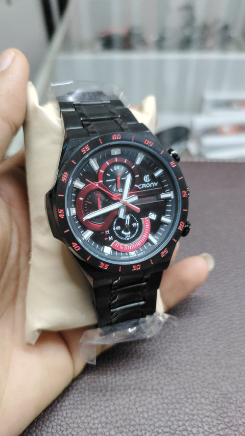 CRONY Sports Chronograph – Black & Red